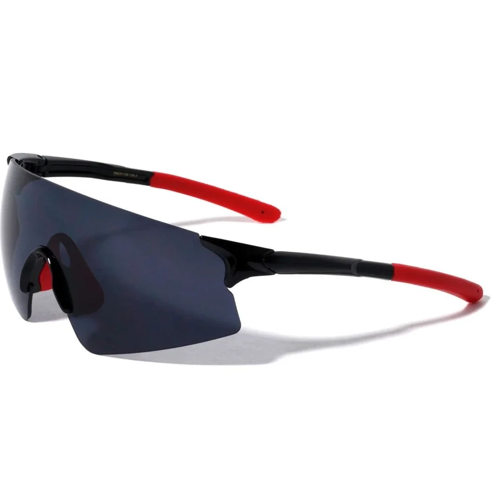 Women Oversized‎ Shield Sunglasses Black Red Wrap Around Sporty Futuristic Gafas